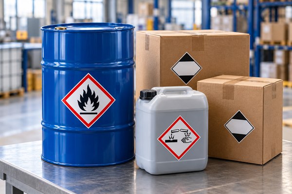 Gefahrgut – gekennzeichnete Gefahrstoff-Gebinde
